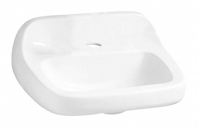 Bathroom Sink: Mansfield, Grand Isle, White, Porcelain, 22 in Overall Lg, 18 1/8 in Overall Wd