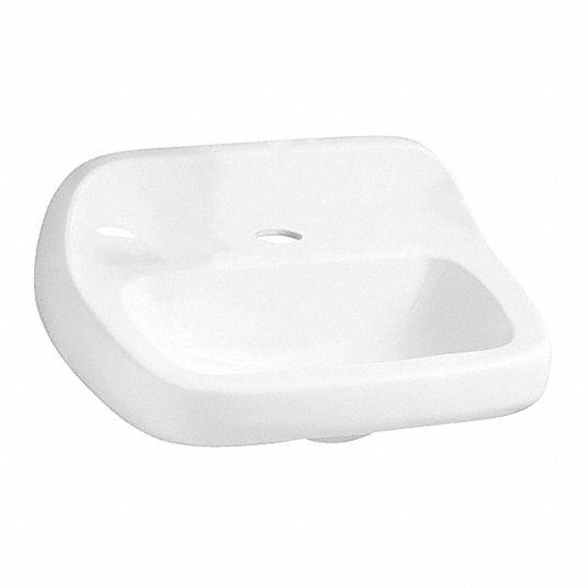 Bathroom Sink: Mansfield, Grand Isle, White, Porcelain, 22 in Overall Lg, 18 1/8 in Overall Wd