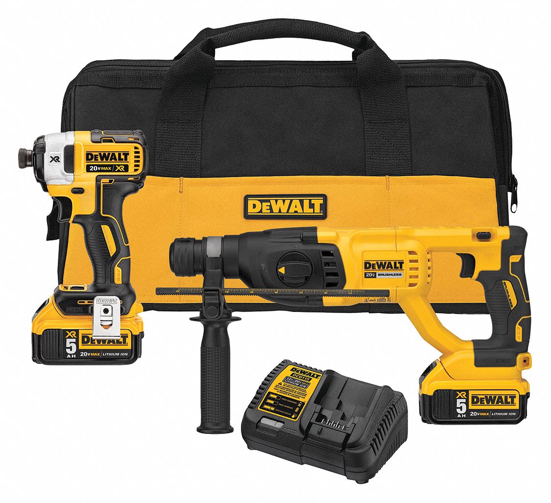 DEWALT, 20 V Volt, 2 Tools, Cordless Combination Kit - 54DD02|DCK233P2 ...