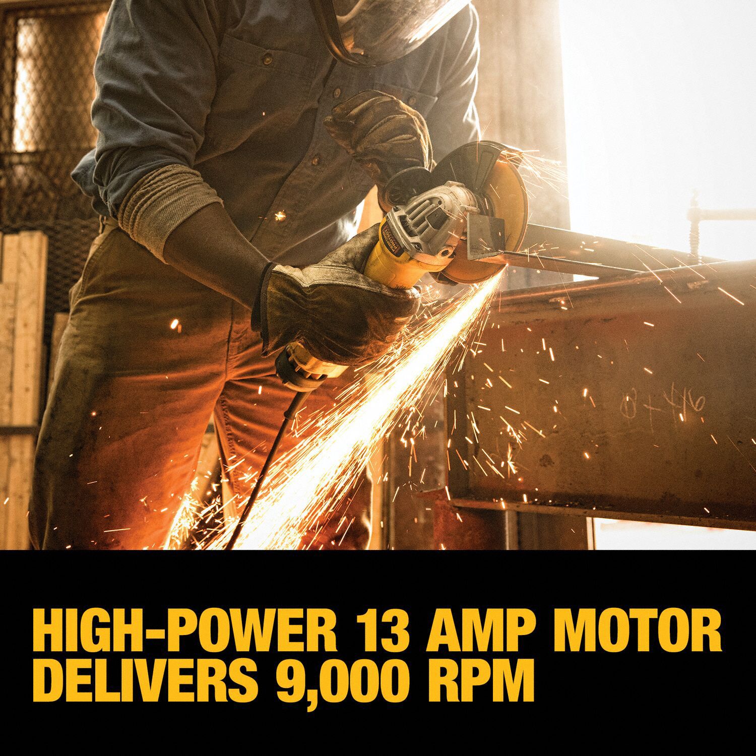 DEWALT Angle Grinder 13 A, 9,000 RPM Max. Speed, Paddle, 6 in Wheel
