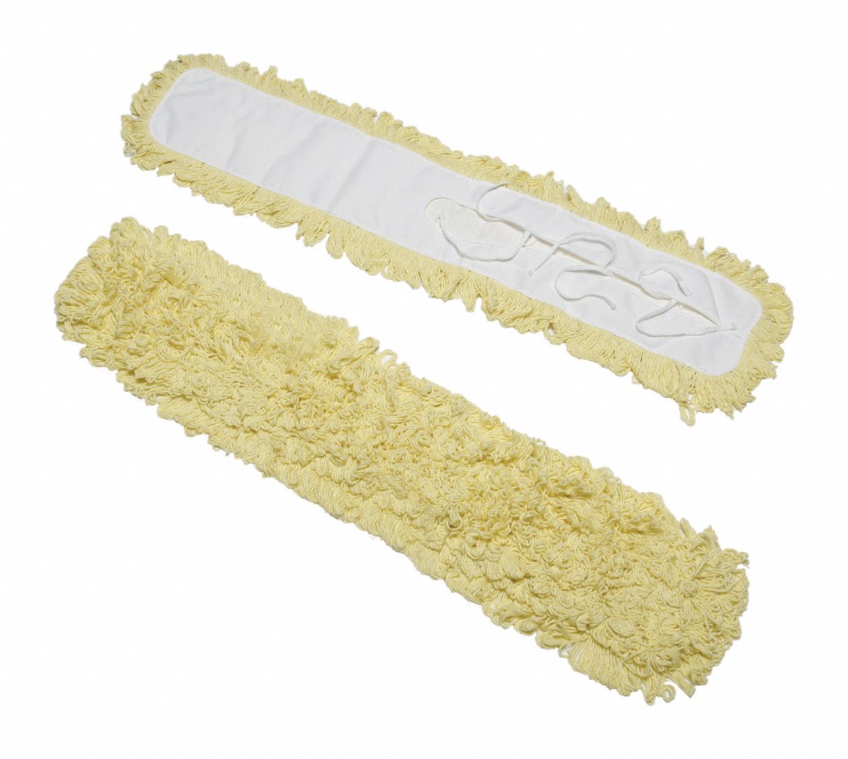Dust Mop: Tie On, Acrylic/Nylon/Rayon/Recycled PET Polyester, 36 in Wd, 5 in Dp, Yellow