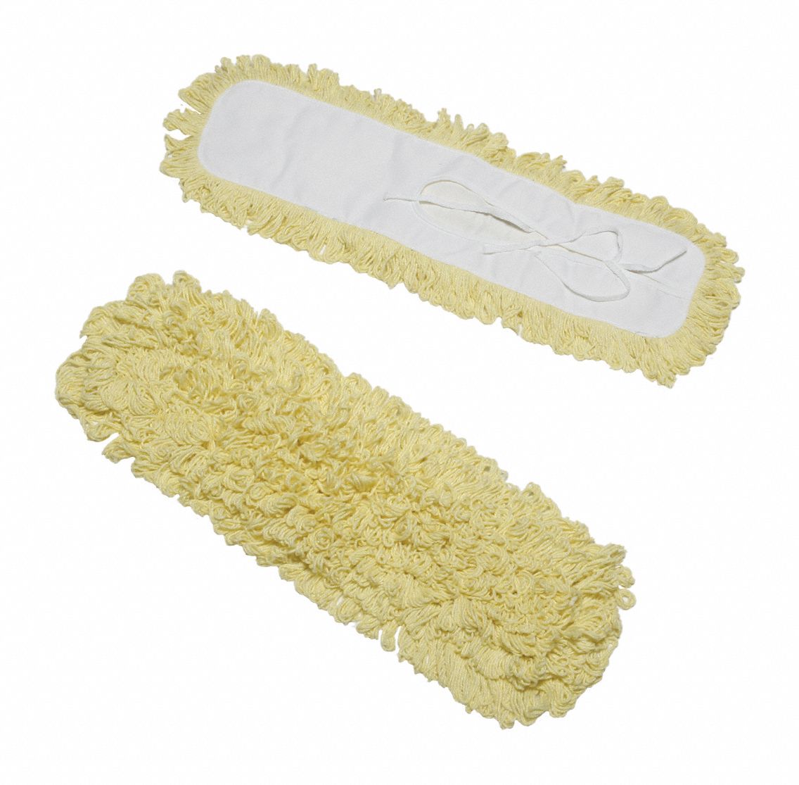 Dust Mop: Tie On, Acrylic/Nylon/Rayon/Recycled PET Polyester, 24 in Wd, 5 in Dp, Yellow
