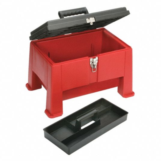 SKILCRAFT Tool Box: 20 in Overall Wd, 14 in Overall Dp, 12 1/2 in Overall  Ht, Padlockable, Black/Red
