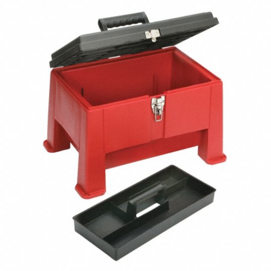 SKILCRAFT Tool Box: 20 in Overall Wd, 14 in Overall Dp, 12 1/2 in Overall Ht, Padlockable, Black/Red Model: 5140-01-424-9917