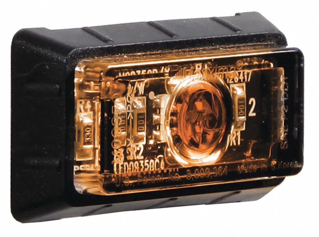 Clearance Marker Light: Clearance Light, LED, Rectangular, Surface Mount, Amber/Clear, Hole