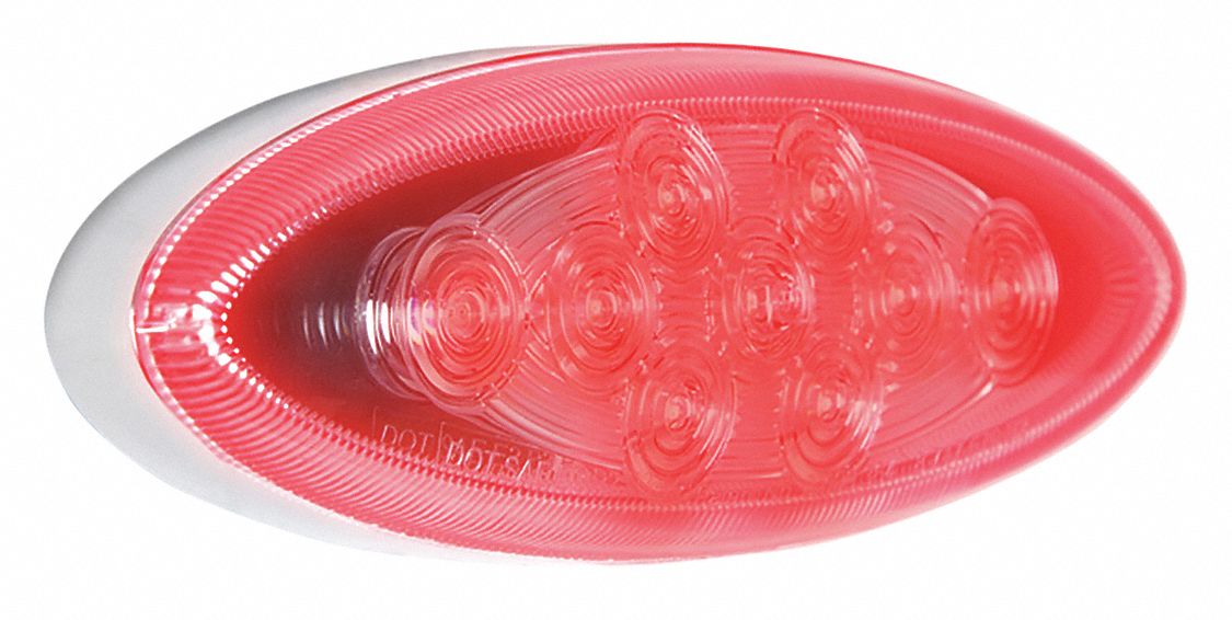Clearance Marker Light: Clearance Light, LED, Oval, Surface Mount, Clear/Red, Hole, IP67