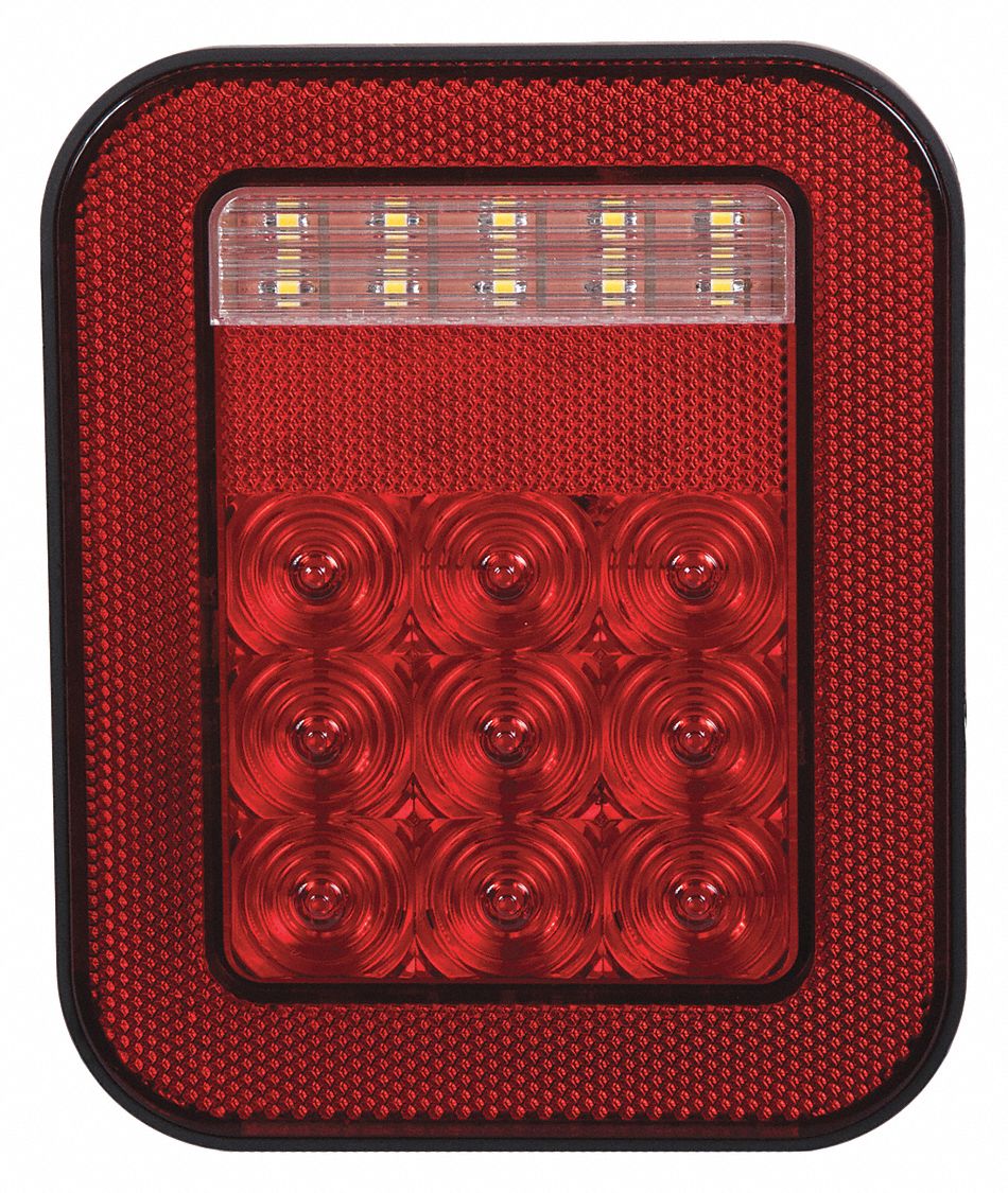 STOP/TURN/TAIL LIGHT, LED, STOP, TURN, AND TAIL COMBO LIGHT, RED, RECTANGULAR, STUD, IP67