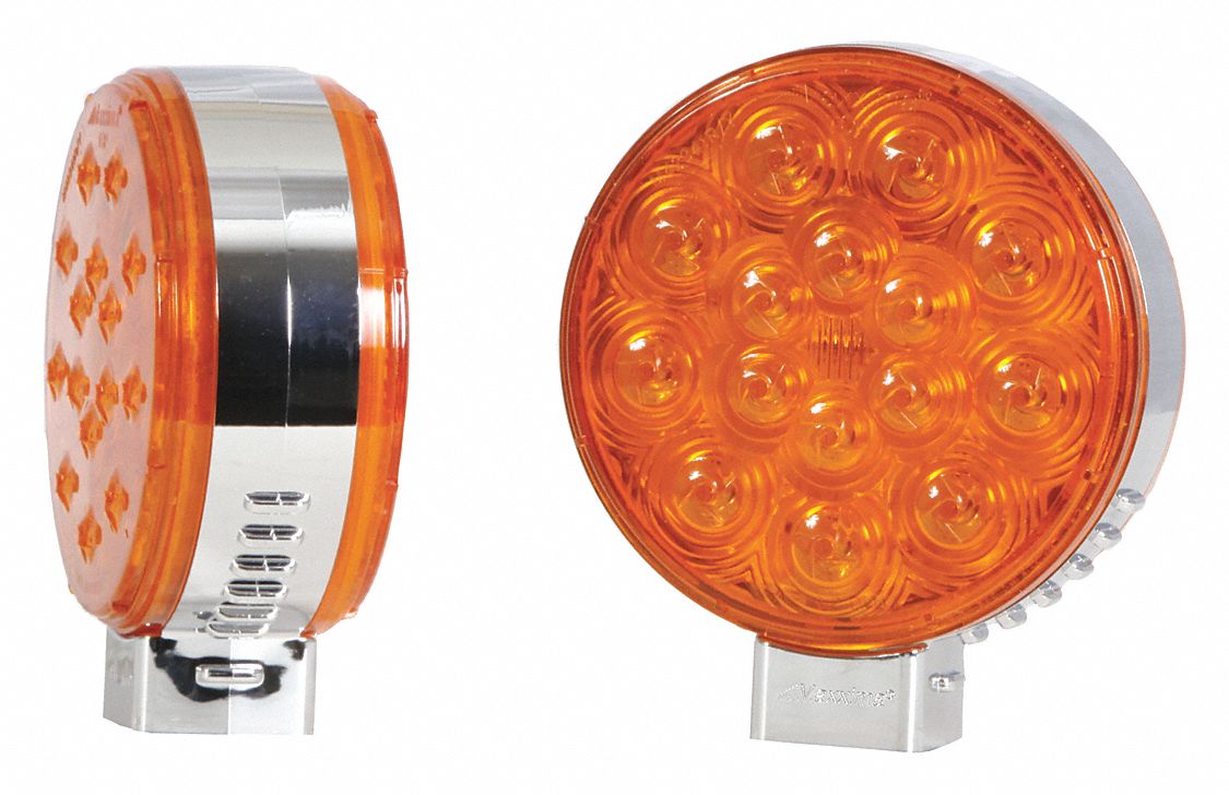 M423411Y/Y, LED, TURN SIGNAL LIGHT, AMBER, ROUND, 4 5/16 IN OVERALL DIAMETER, 2 IN OVERALL D