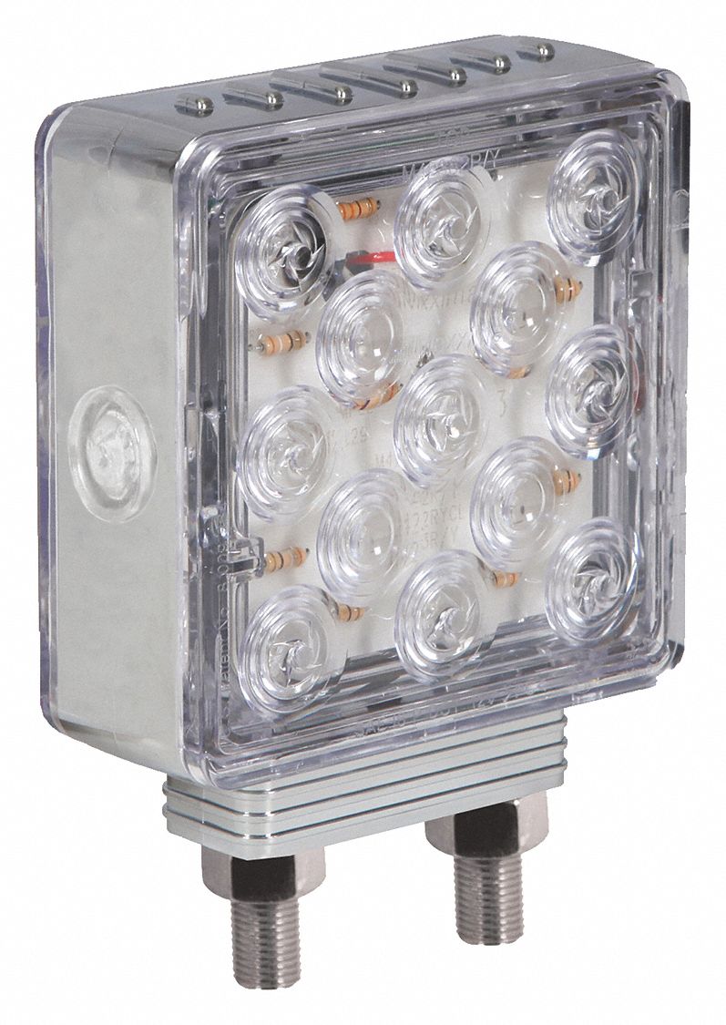M42362RYCL-A, LED, TURN SIGNAL LIGHT, CLEAR, SQUARE, 4½ IN OVERALL H, BLUNT CUT WIRES