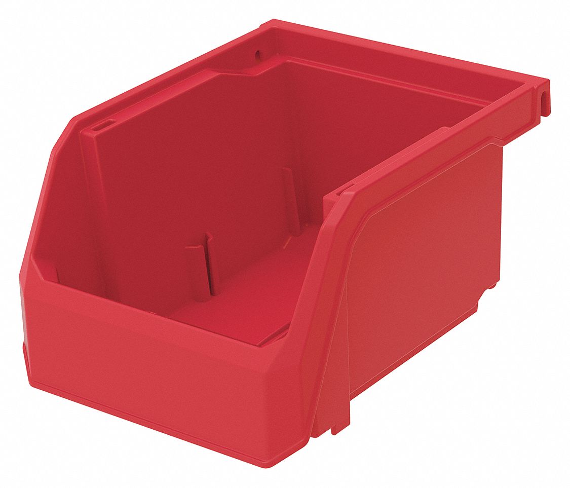 GRAINGER APPROVED Hang and Stack Bin 4 1/8 in x 5 3/8 in x 3 in, Red