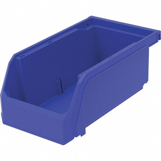 GRAINGER APPROVED Hang and Stack Bin, Blue, 7 3/8 in Outside Length, 4