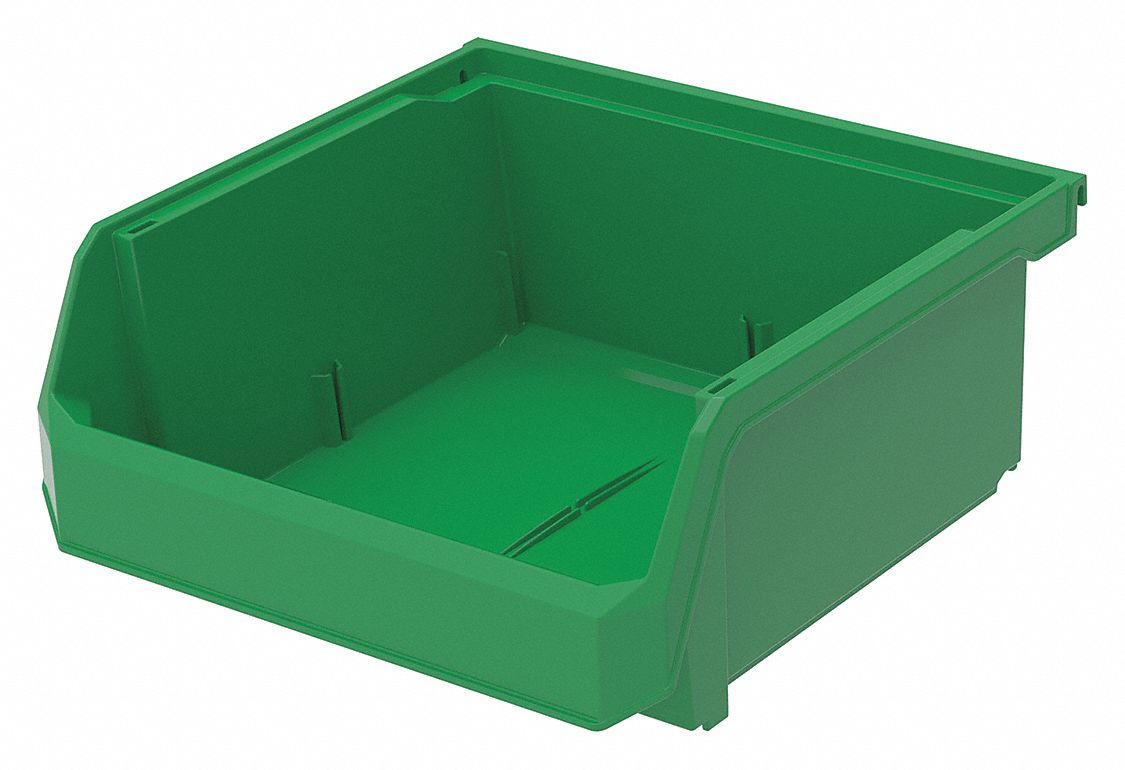 GRAINGER APPROVED Hang and Stack Bin 11 in x 10 7/8 in x 5 in, Green