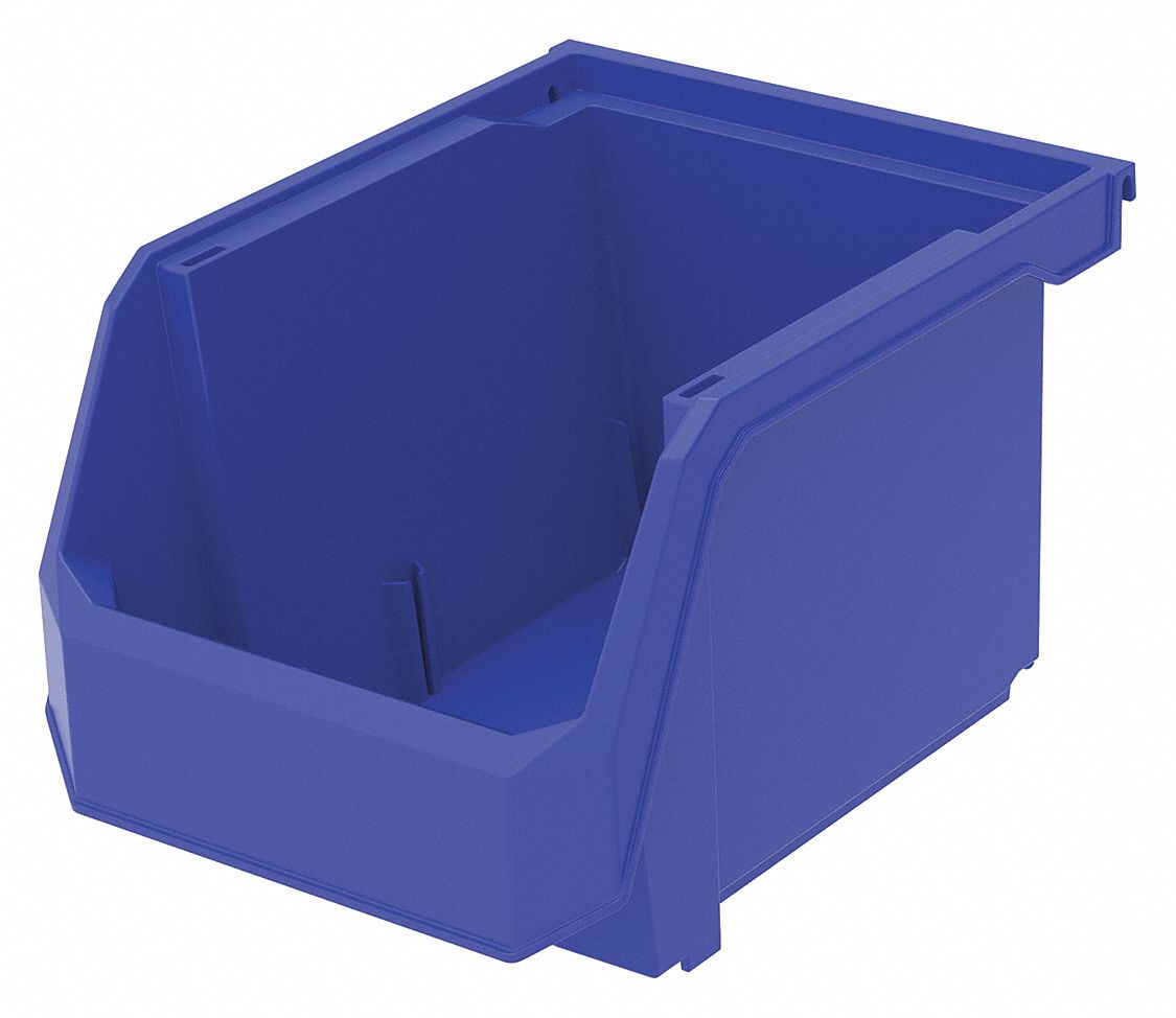 8 1/4 in x 10 3/4 in x 7 in, Blue, Hang and Stack Bin - 54DE62 ...