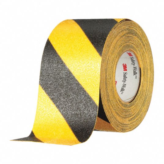 3M Striped Black/Yellow AntiSlip Tape, 4 in x 60 ft, 60 Grit Aluminum