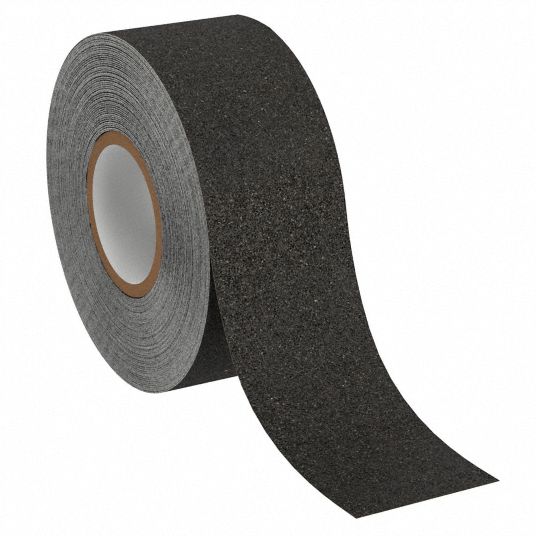 Anti-Slip Tape: Coarse, 60 Grit Size, Solid, Black, 3/4 in x 60 ft, 28 mil  Tape Thick, Rubber, 3M™