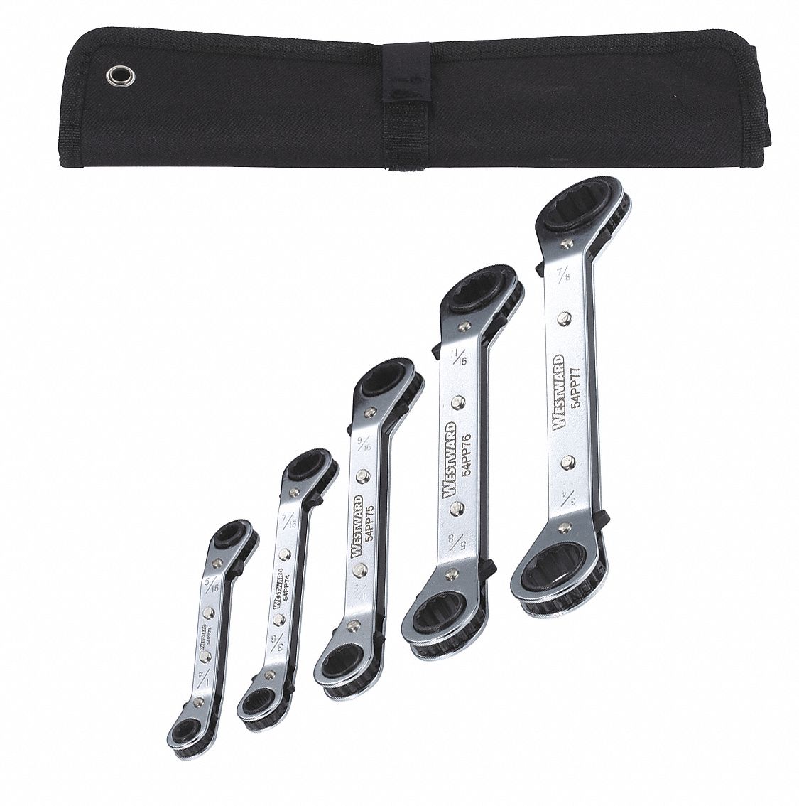 WESTWARD Box End Wrench Set, Alloy Steel, Chrome, Insulated No, Number