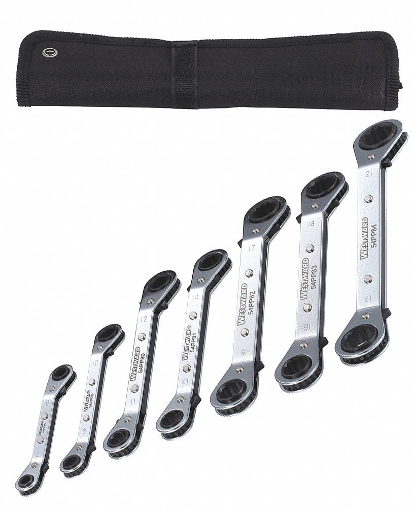 WESTWARD Box End Wrench Set, Alloy Steel, Chrome, Insulated No, Number ...