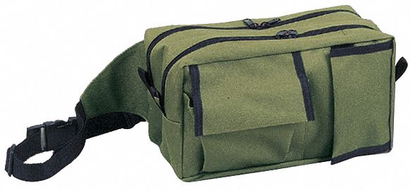 Fanny Pack: 10 in L x 5 in W x 6 in H, Cordura Nylon, Green, 0-10 in/21-30 in, 0-10 in/30+ in