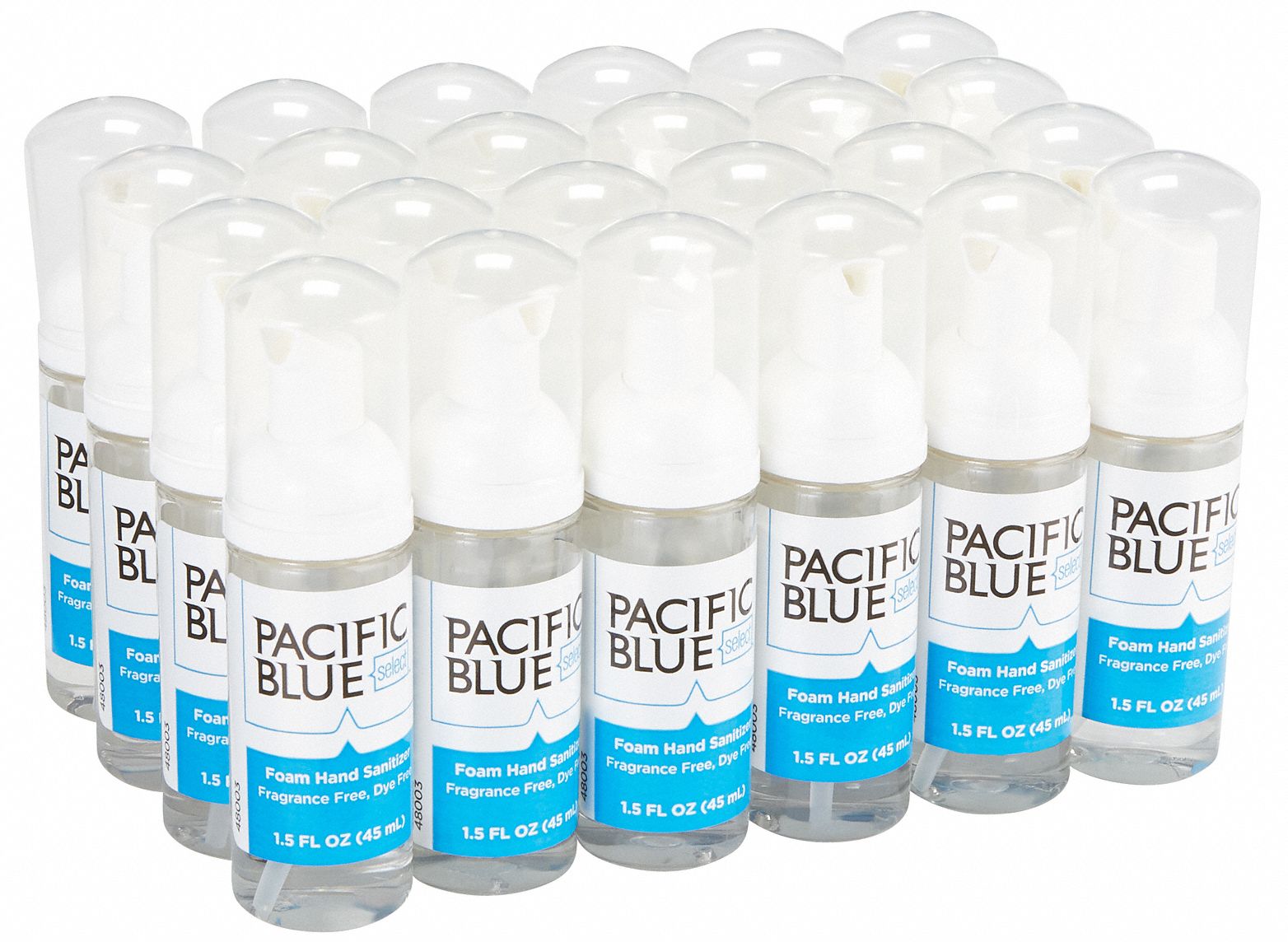 Hand Sanitizer: Foam, Pump Bottle, 1.5 oz, Fragrance Free, E3 NSF Rating, 24 PK