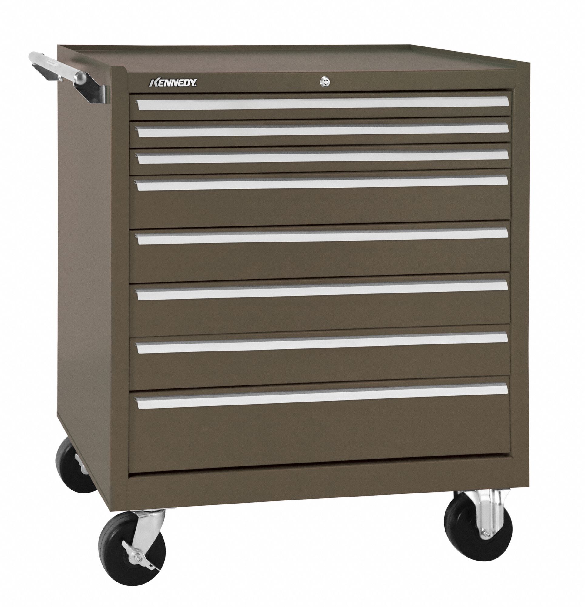 KENNEDY, Matte Brown, 34 in W x 20 in D x 39 in H, Rolling Tool