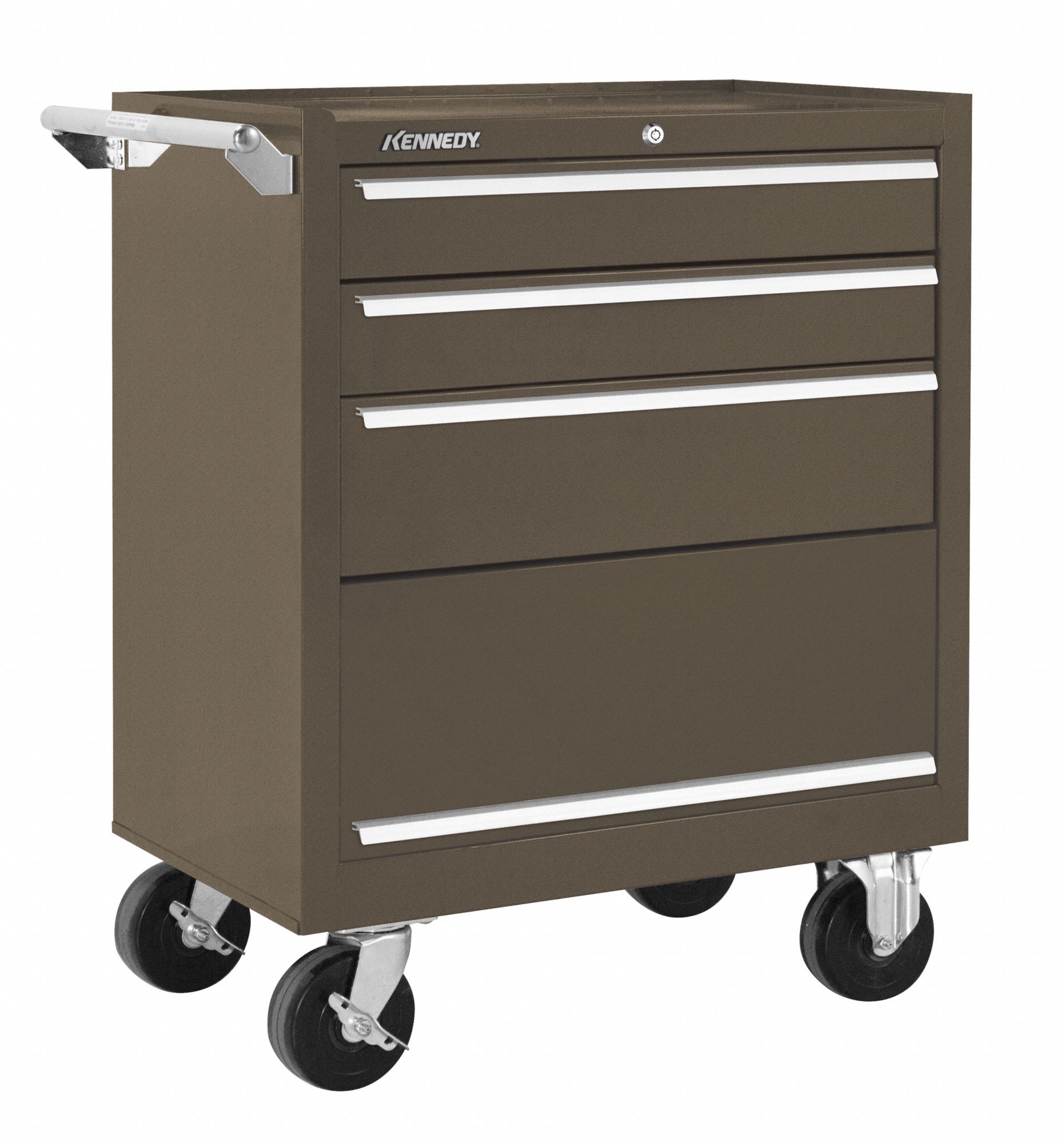 Rolling Tool Cabinet: Brown / Brown Drawer, 27 in W x 18 in D x 35 in H, 3 Drawers