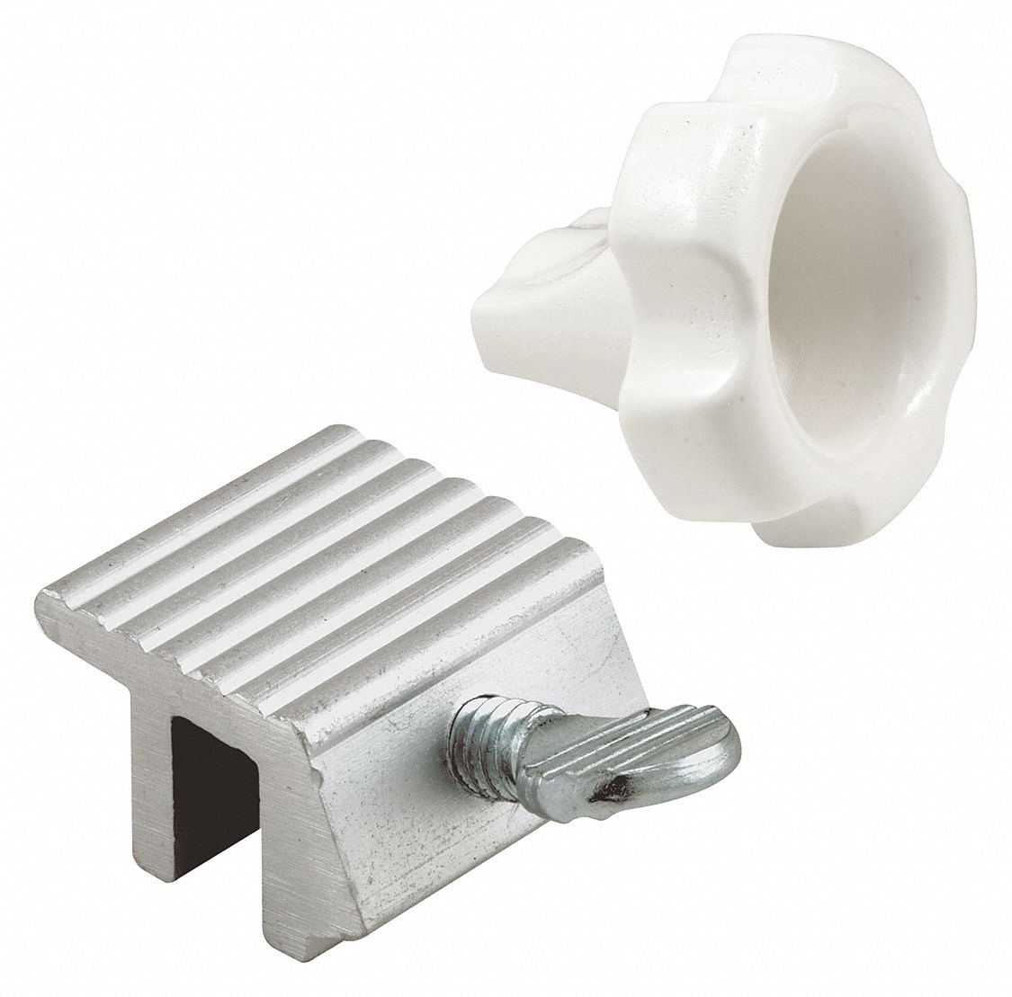 Window Lock: Clamp Lock, Handle Included, Non-Handed, 1 31/32 in Overall Lg, Sash, Silver