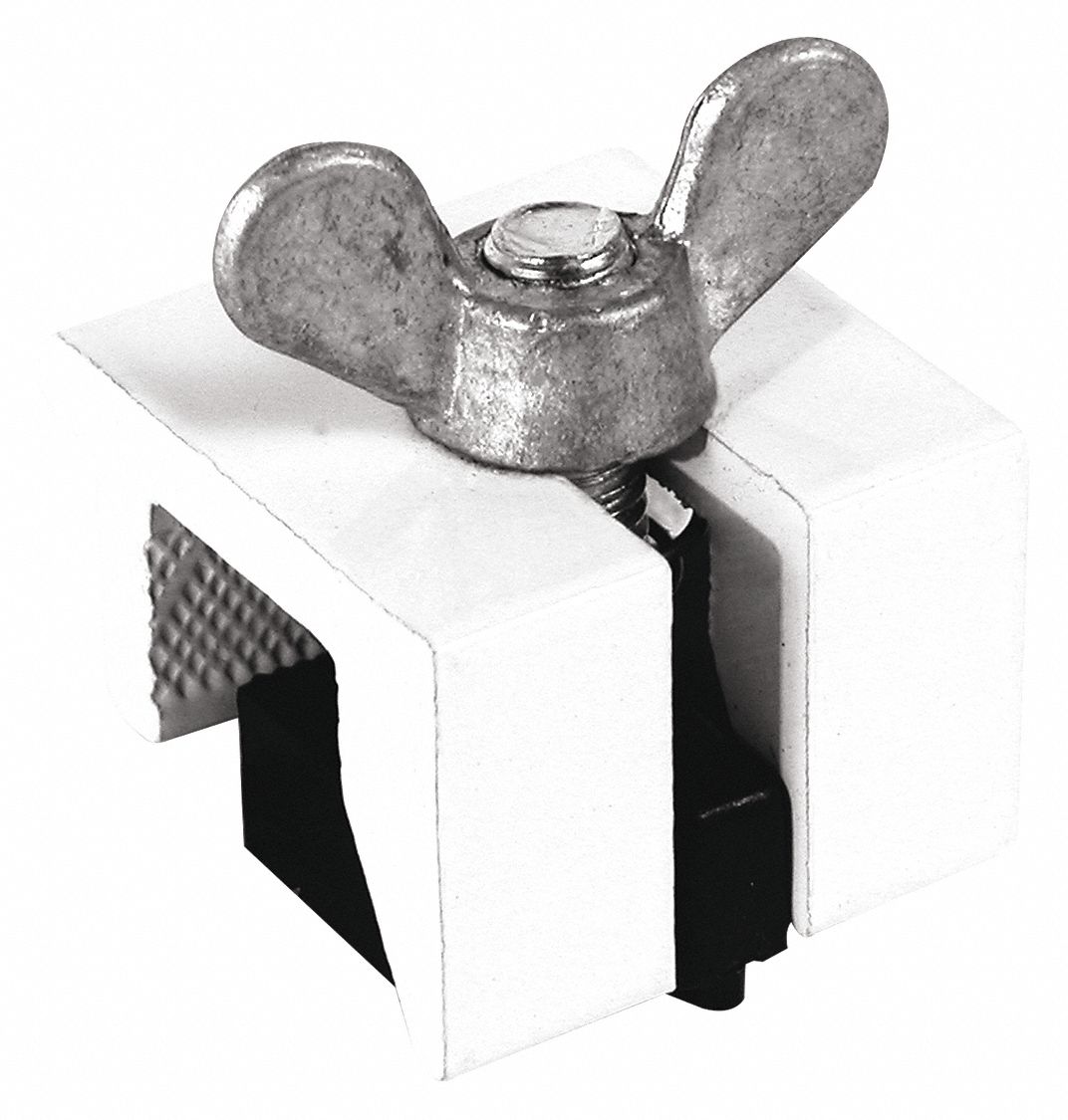 Window Lock: Clamp Lock, Handle Included, Non-Handed, 9/16 in Overall Lg, Sash, White