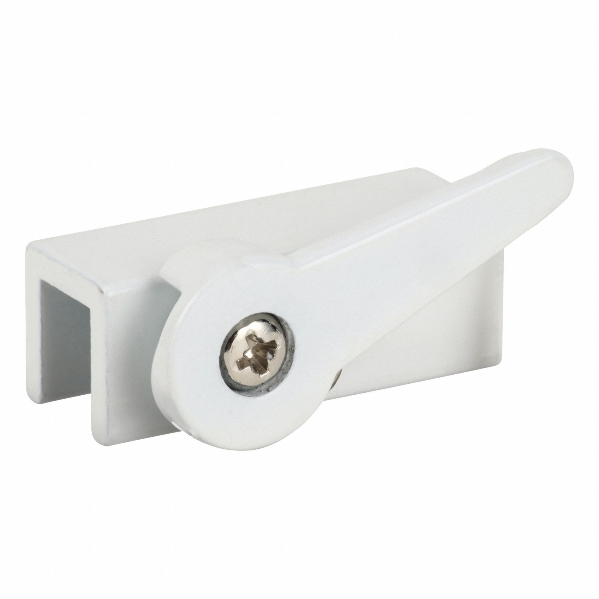 Window Lock: Flip Lock, Handle Included, Non-Handed, 5/8 in Overall Lg, Sash, White