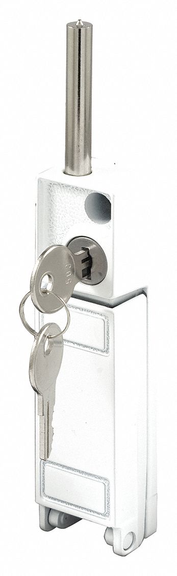 Sliding Door Lock: 1 in Lg, 1 in Wd, 4 3/4 in Ht