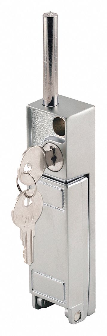 Sliding Door Lock: 1 in Lg, 1 in Wd, 4 3/4 in Ht