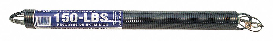 Garage Spring: Carbon Steel, 0.188 in Wire Dia, 2 in Outside Dia, 180° Deflection Angle