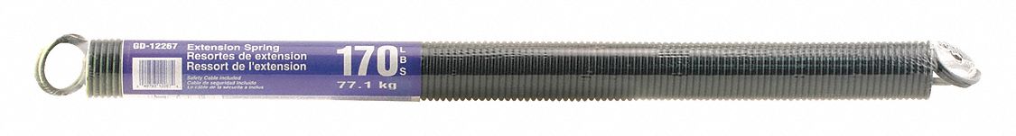 Garage Spring: Carbon Steel, 0.188 in Wire Dia, 1 5/16 in Outside Dia, 125 Coils