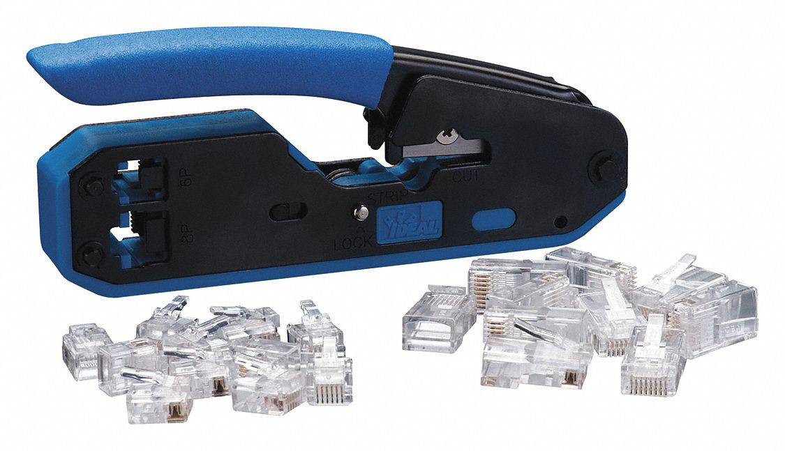 CRIMPER AND CONNECTOR KIT, FOR BNC/F CONNECTORS/RCA, RG59/RG6/6Q, 5 3/8 IN OVERALL L