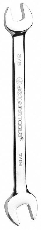Open End Wrench: Alloy Steel, Chrome, 3/8 in_7/16 in Head Size, 6 1/4 in Overall Lg