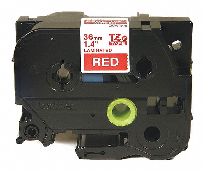 Combined Label and Ribbon Cartridge: 1 13/32 in x 26 1/4 ft, Polyester, Red (Gloss), Indoor/Outdoor