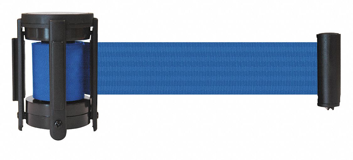 Barrier Post with Belt: Blue, 4 in Overall Ht, 7 1/2 ft Belt Lg, No Pattern