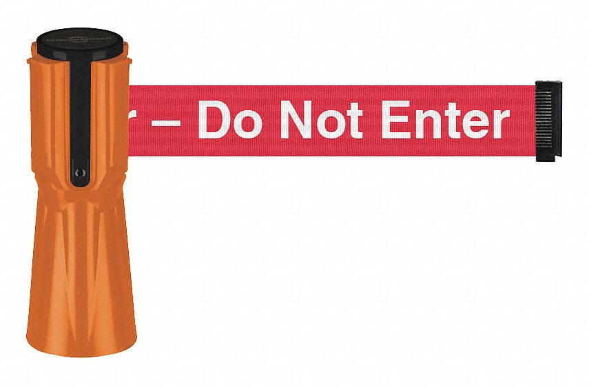 retractable tape barrier enter legend orange danger length ft height grainger close safety