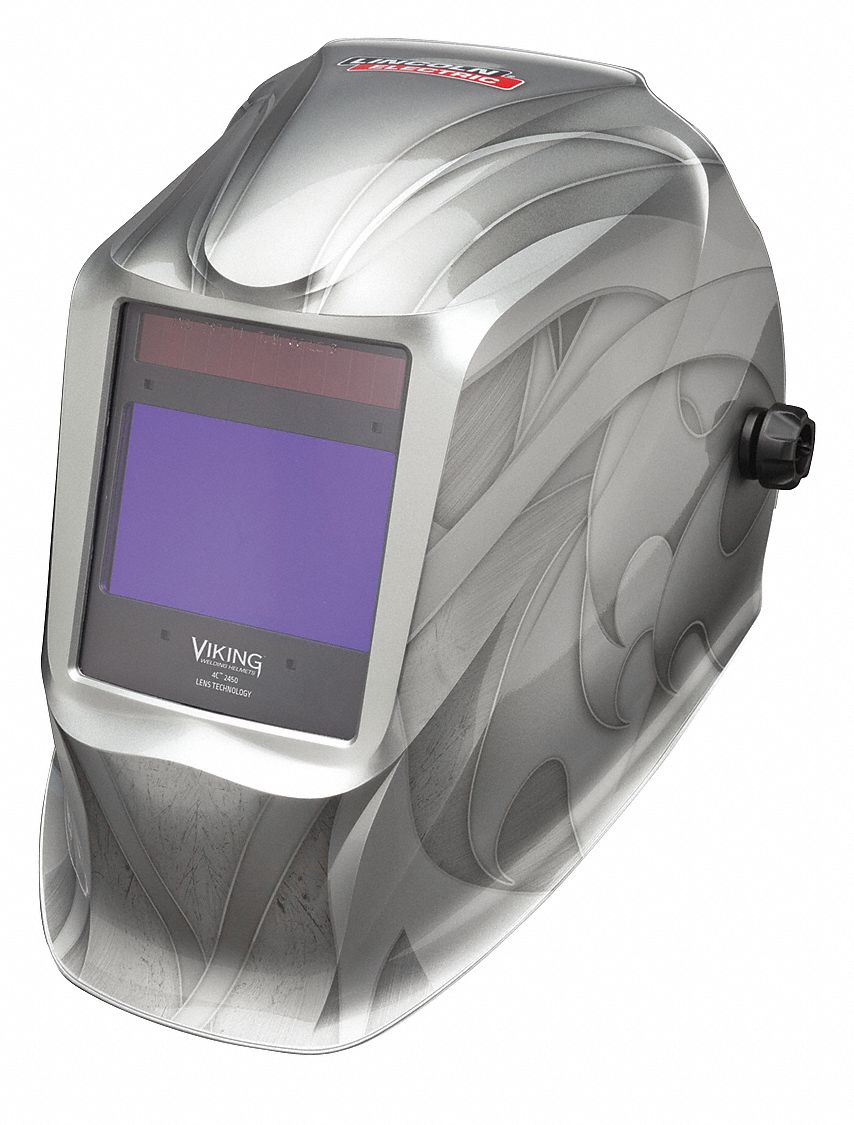 LINCOLN ELECTRIC Welding Helmet AutoDarkening, 4 Arc Sensors, Silver
