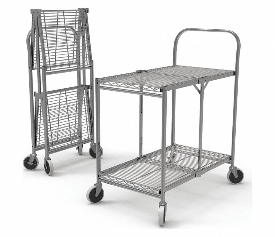 GRAINGER APPROVED Carrito Utilitario Plegable con Repisas de Alambre de