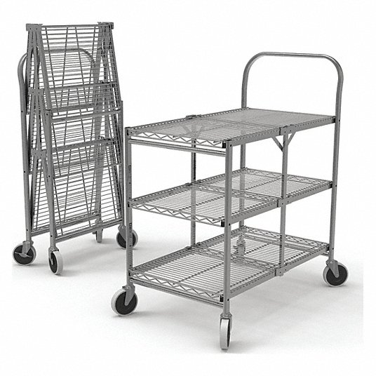 Luxor WSCC-3 - Three Shelf Collapsible Wire Utility Cart