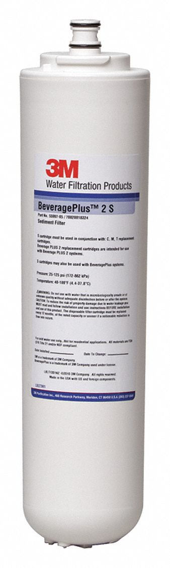 Quick-Connect Water Filter: 5 micron, 0.5 gpm, 12 in Overall Ht, 3 1/4 in Overall Dia