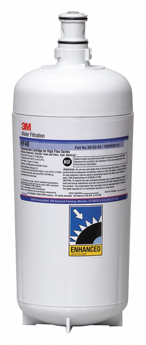 Quick-Connect Water Filter: 0.2 micron, 2.5 gpm, 25, 000 gal, 14 5/8 in Overall Ht