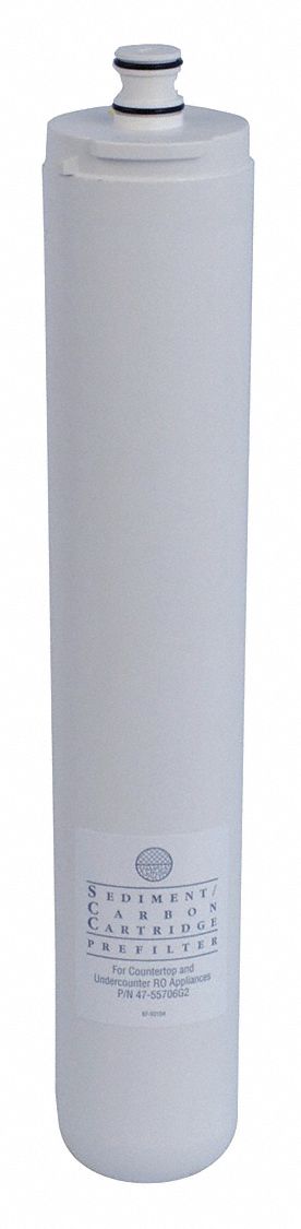 Quick-Connect Water Filter: 5 micron, 0.5 gpm, 33 3/8 cm Overall Ht, 3 1/4 in Overall Dia
