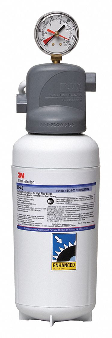 Water Filtration System: 0.2 micron, 2.5 gpm, 25, 000 gal, 14 7/8 in Overall Ht