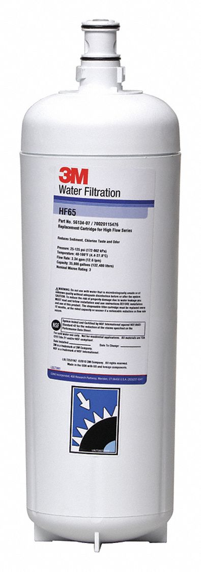 Quick-Connect Water Filter: 3 micron, 3.3 gpm, 35, 000 gal, 22 1/2 in Overall Ht
