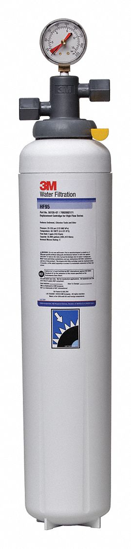 Water Filtration System: 3 micron, 5 gpm, 54, 000 gal, 23 5/8 in Overall Ht, 5 in Overall Dia