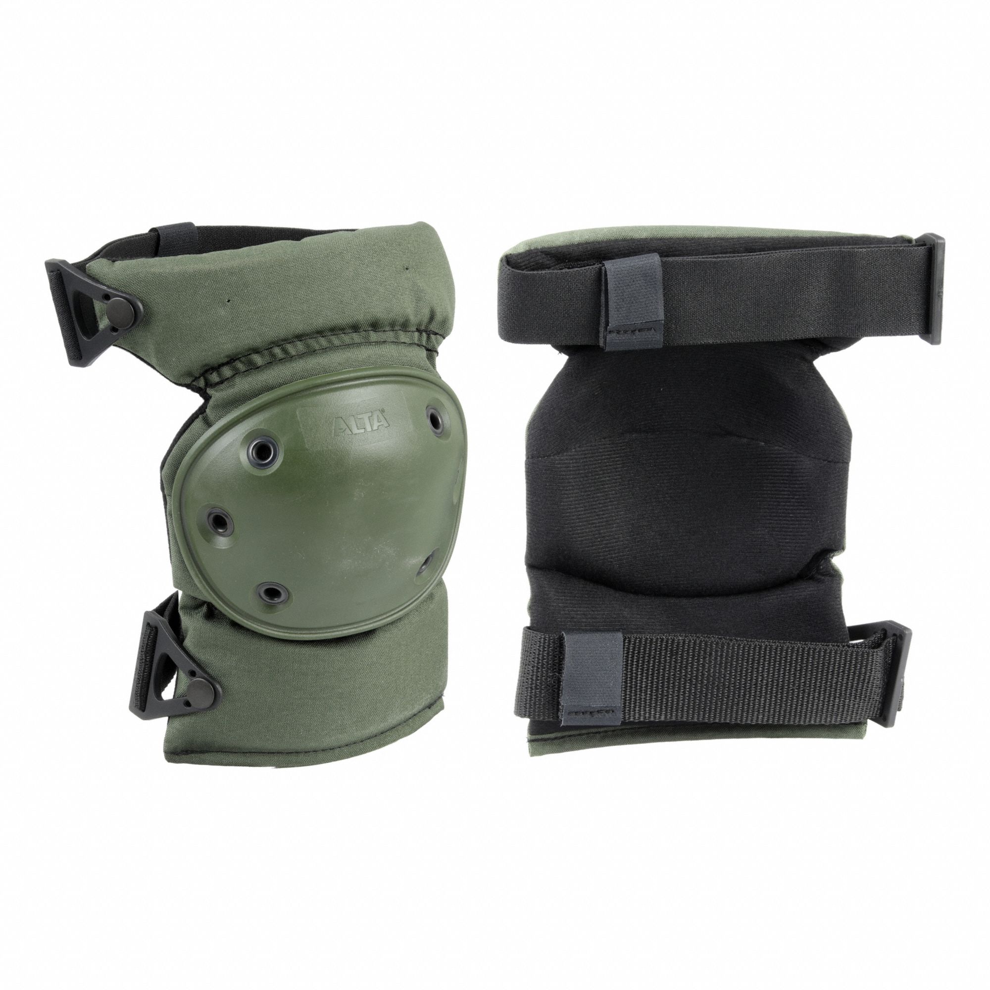 Knee Pad: Green, Clip, 2 Straps, Fabric, Foam, 1 PR