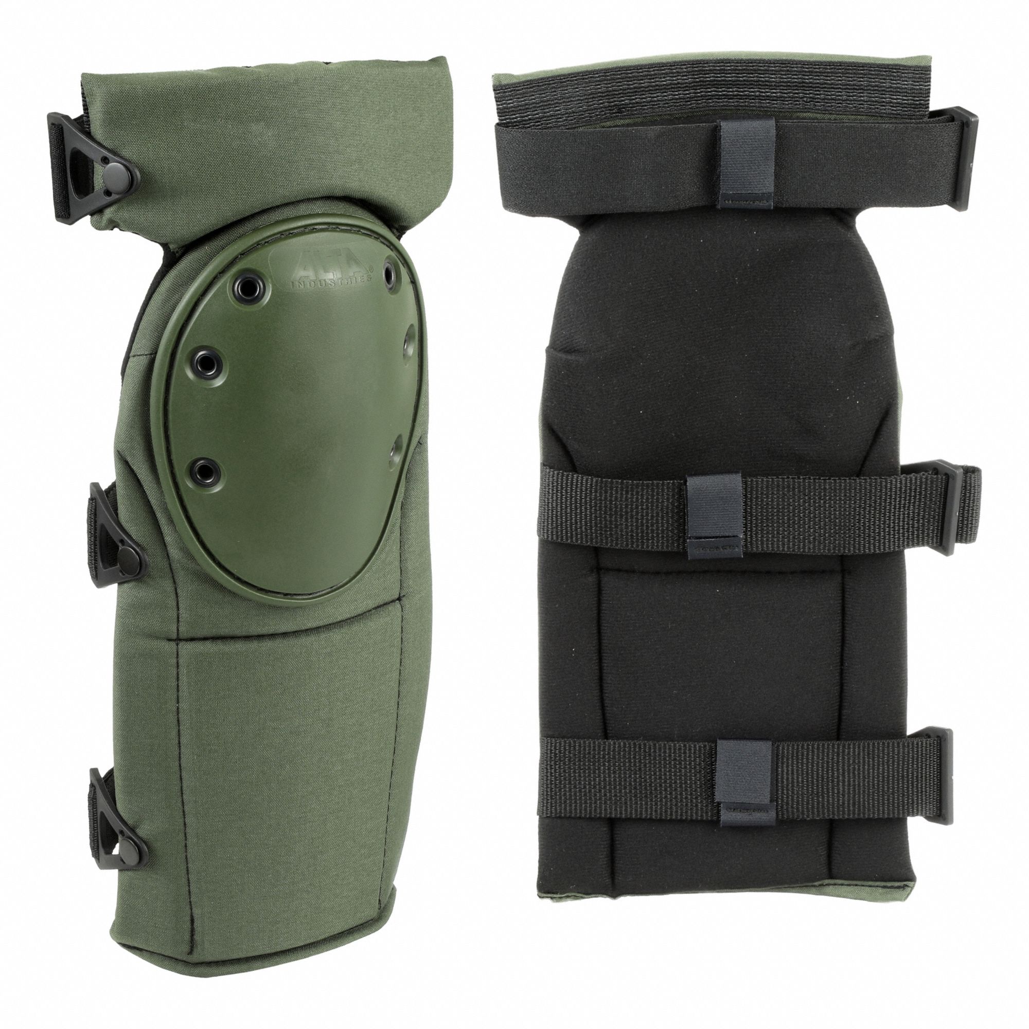 Knee Pad and Shin Guard: Green, Clip, 3 Straps, Fabric, Foam, 1 PR