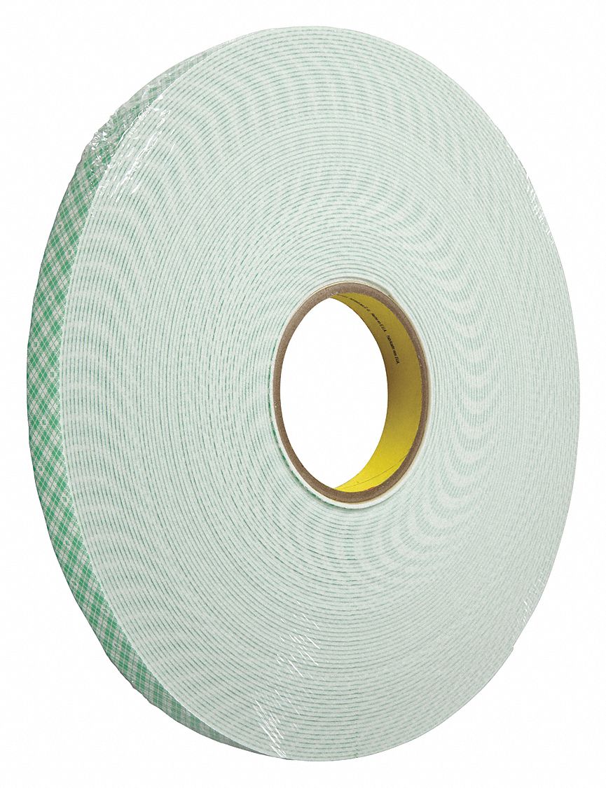 DOUBLE COATED TAPE, HIGH TEMP RESIST, WHITE, 1/16 IN, ACRYLIC/URETHANE