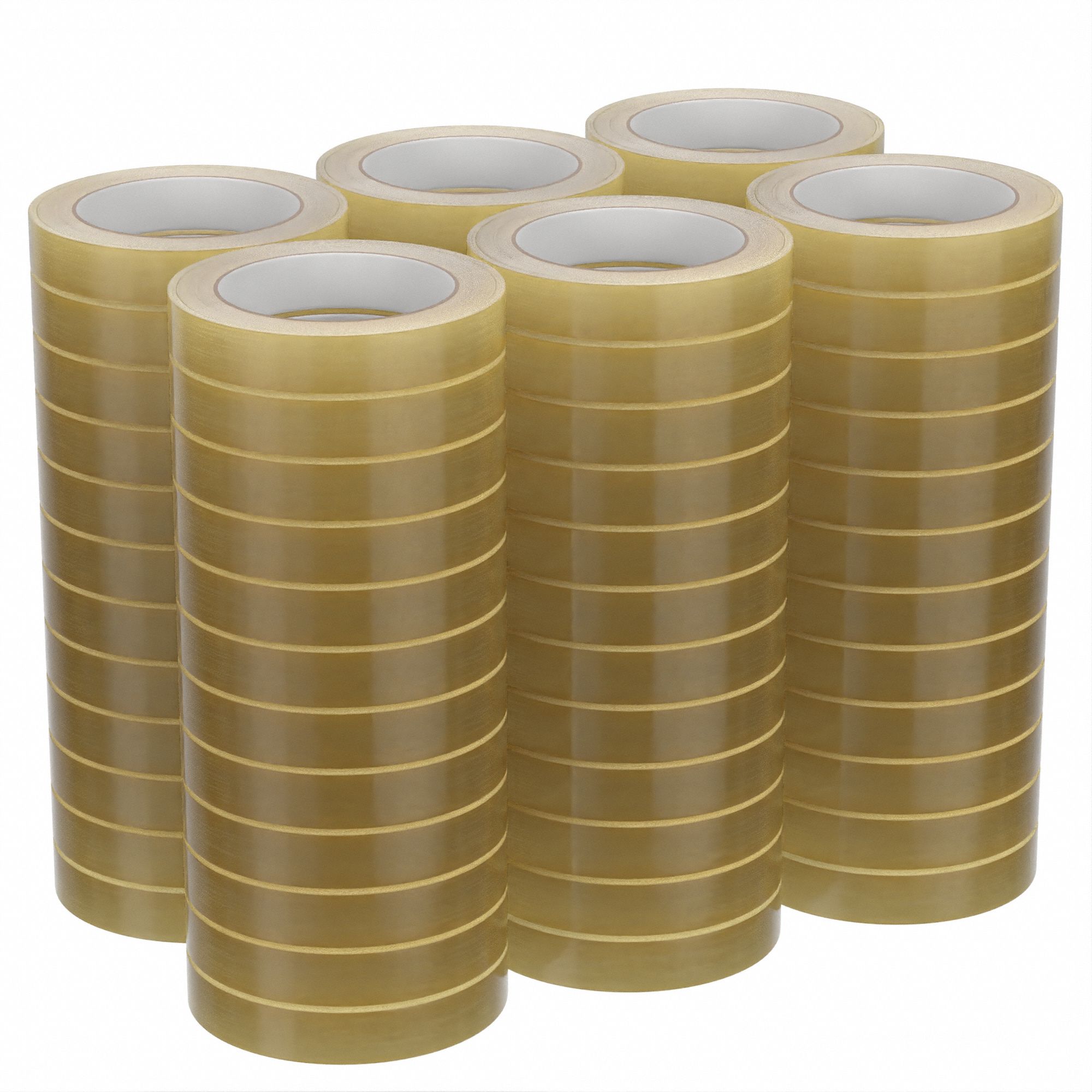 Carton Sealing Tape: 1/2 in Roll Wd, 2, 598 7/16 in Overall Roll Lg, 2.4 mil Thick, Clear, 681